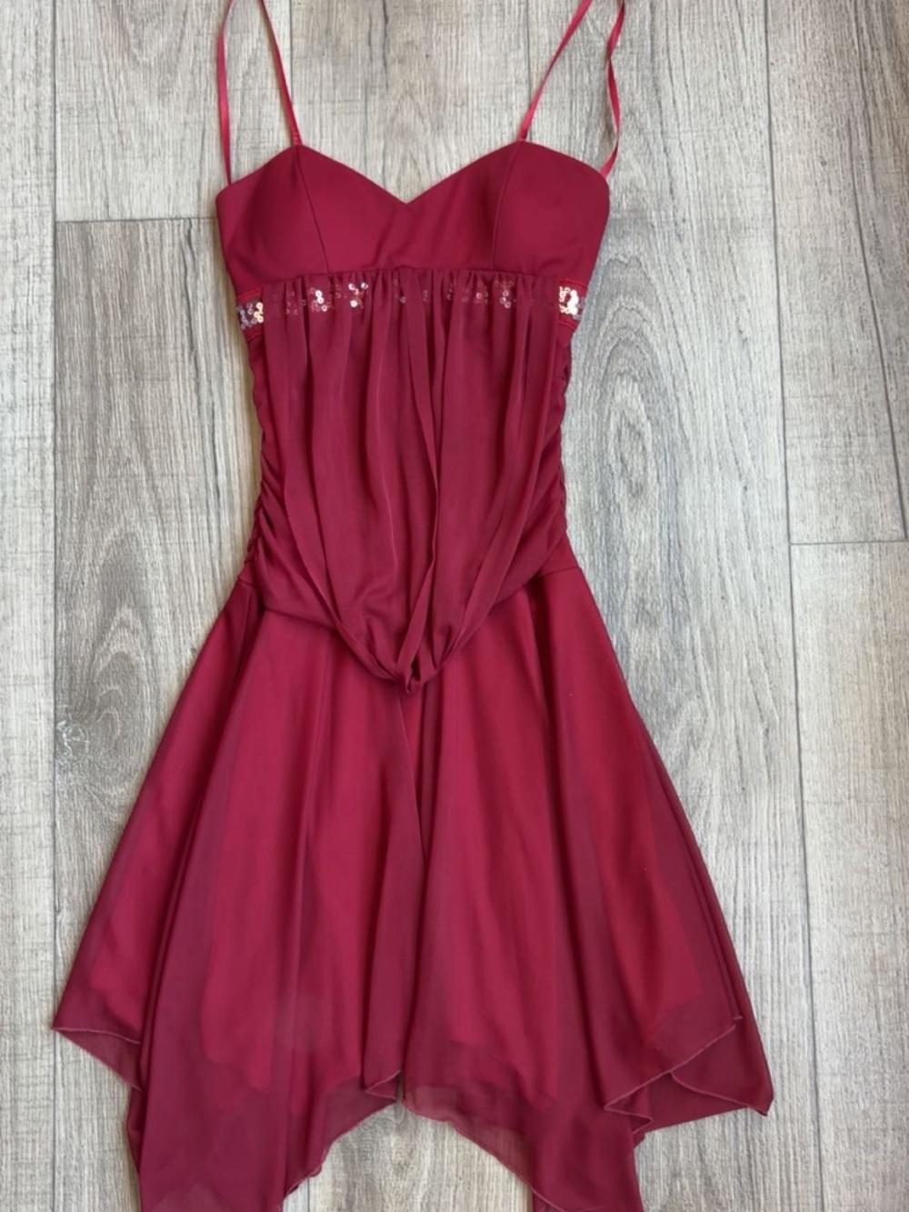Y2K/ Fairy Core: Red Spaghetti-Strap Chiffon Dress: Size Mediun